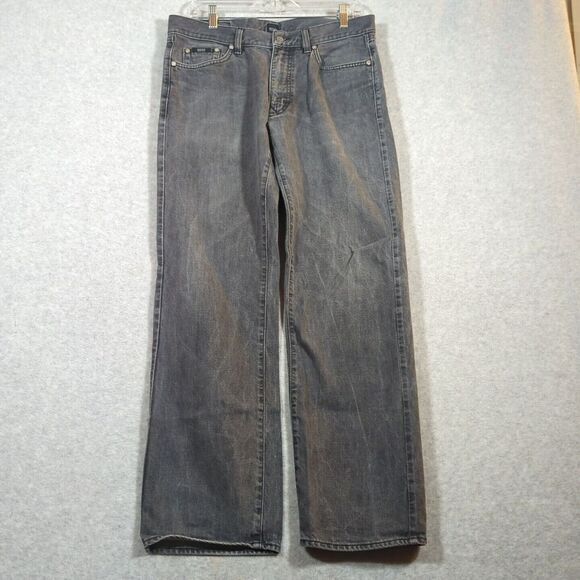 Hugo‎ Boss Men's Wide Leg Jeans. W34 L32. Rare Gray Black Faded Wash Retro - Picture 1 of 8